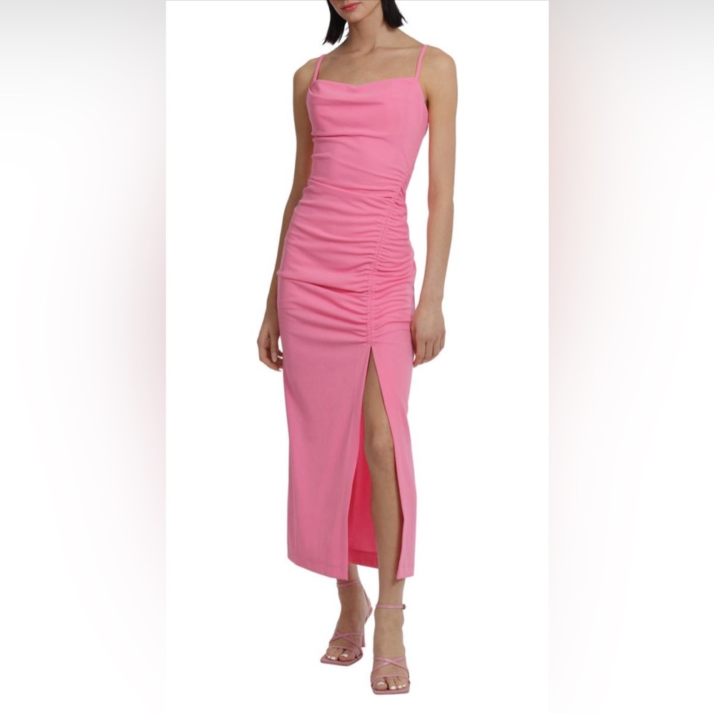 ONLY WORN ONCE! Donna Morgan for Maggy Shirred Draped Dress in size 16 - Picture 4 of 6